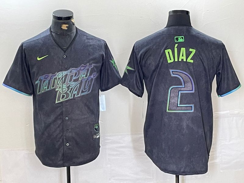 Men Tampa Bay Rays 2 Yandy Diaz Nike MLB Limited City Connect Black 2024 Jersey style 3